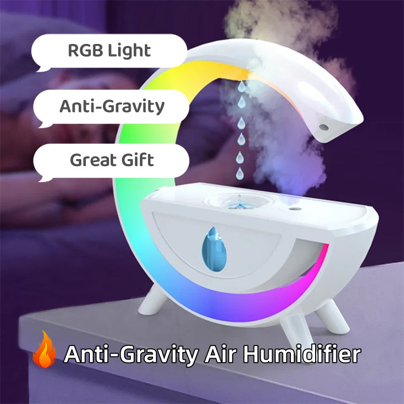 RGB Night Light Water Droplet Sprayer Anti-Gravity Air Humidifier.