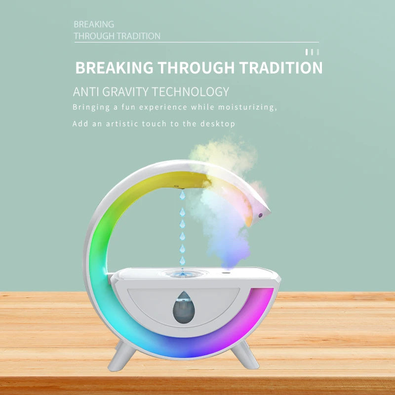 RGB Night Light Water Droplet Sprayer Anti-Gravity Air Humidifier.