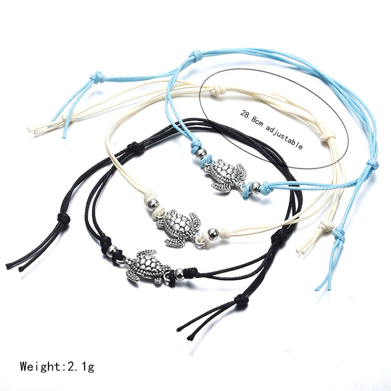 Agnola Vintage Wax Rope Turtle Anklet-CJ