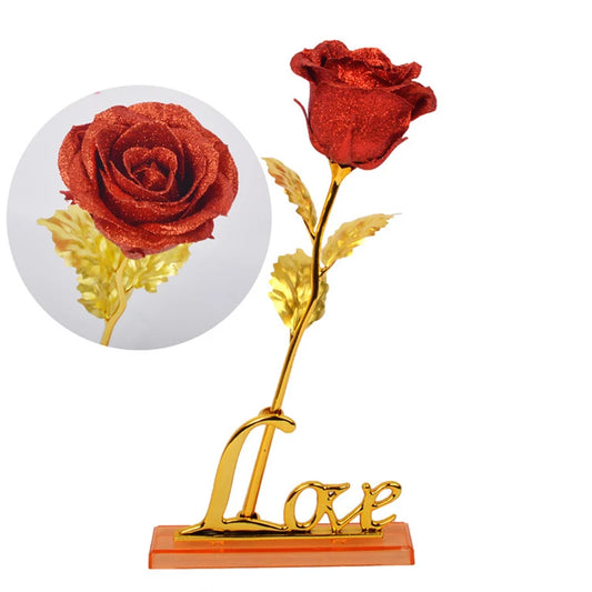 24k Gilded Artificial Rose Flower