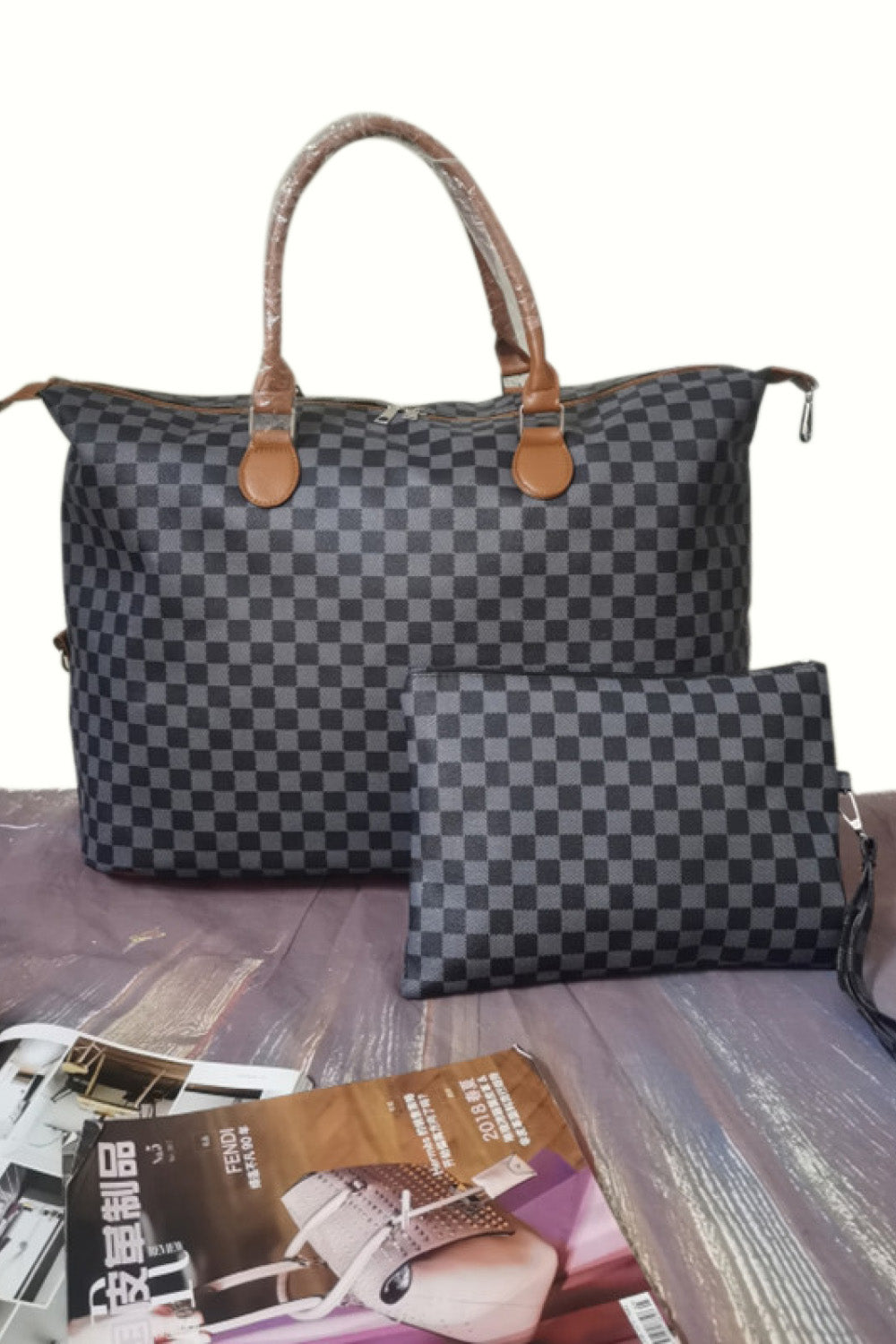 Albertina Checkered Two-Piece Bag Set