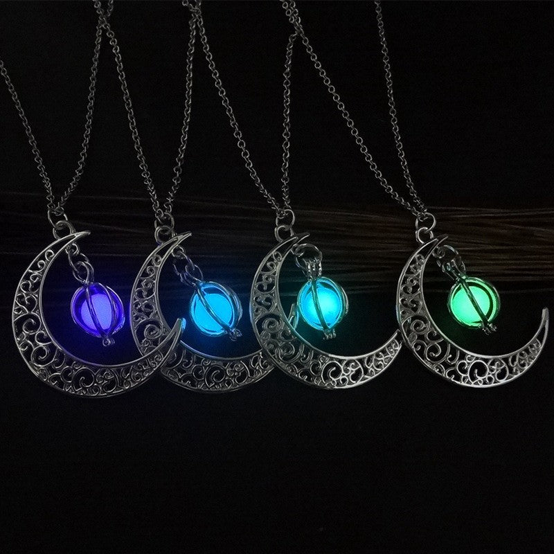 Cadenza Moon Natural Glowing Stone Healing Necklace