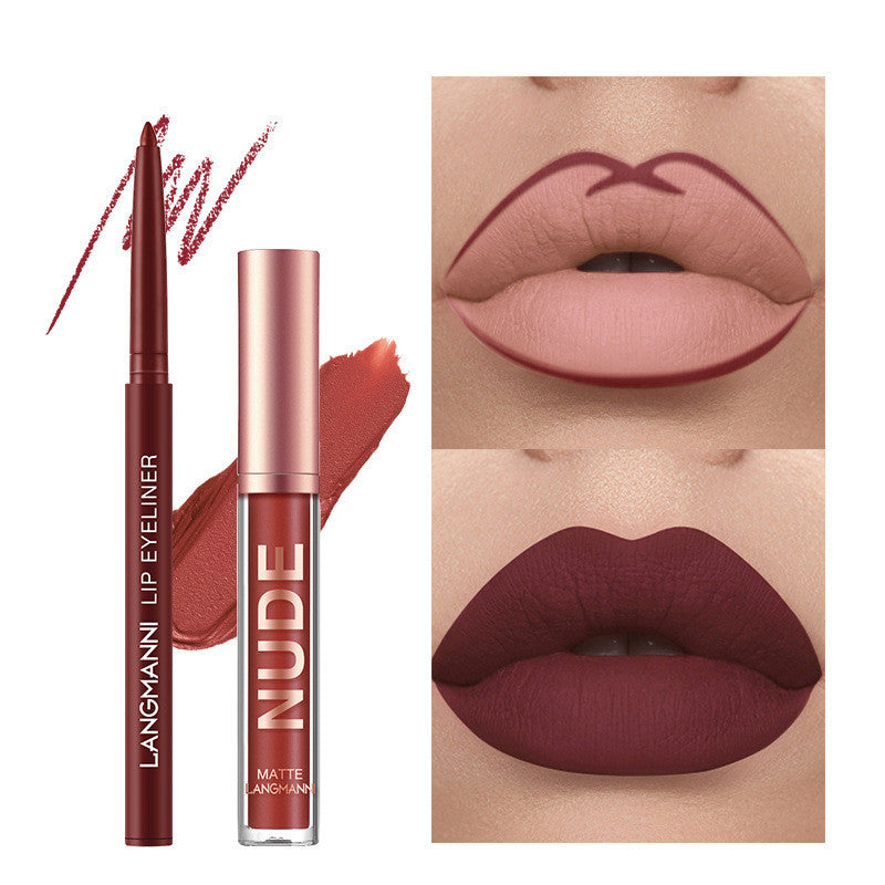 Lip Liner And Lipstick Set 6 Matte Lipstick 6 Lip Liner Pens Waterproof Long Lasting.