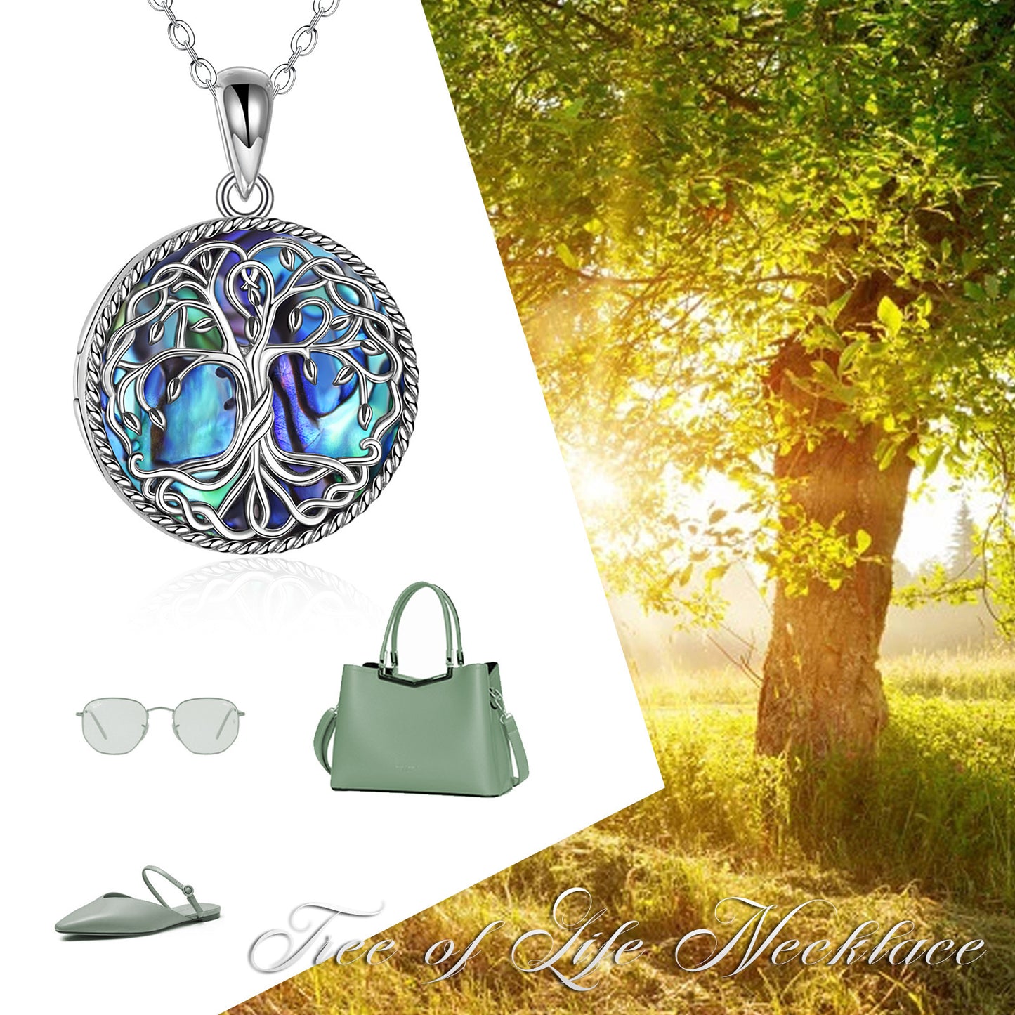 Placida Tree of Life Locket Necklace-CJ