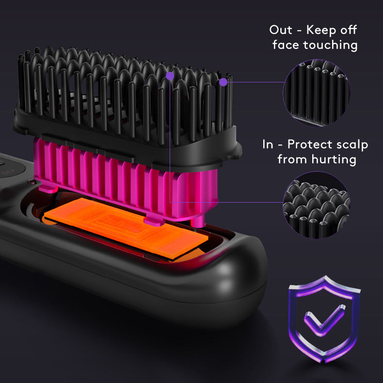 Sarita 2 In 1 Comb Wireless Hair Straightener Brush Hair Fast Heating Portable Hot Curler USB Charging-CJ