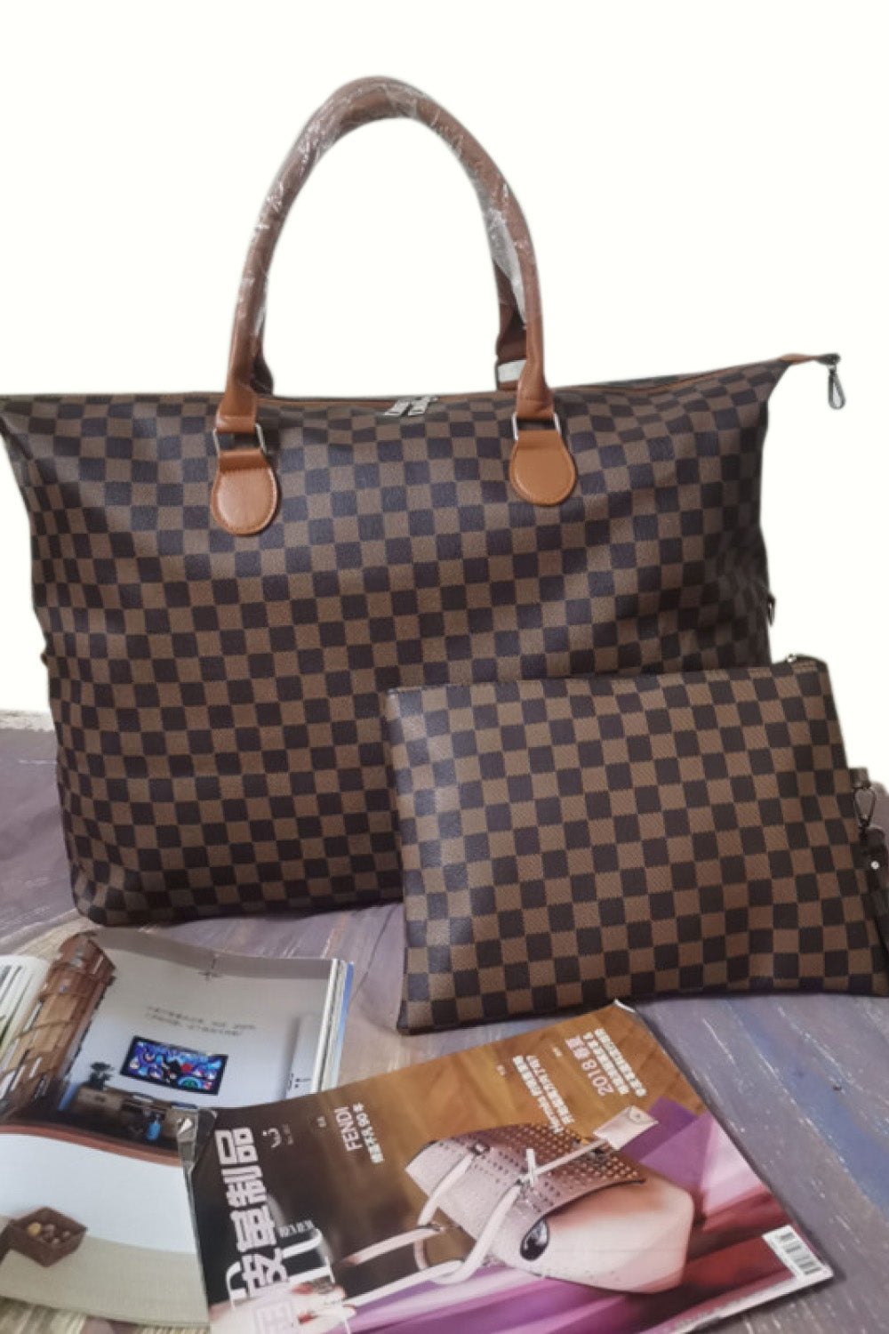 Albertina Checkered Two-Piece Bag Set