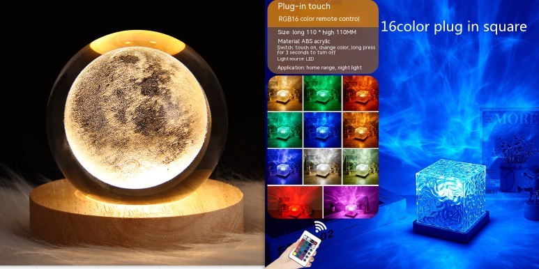 LED Water Ripple Ambient Night Light.