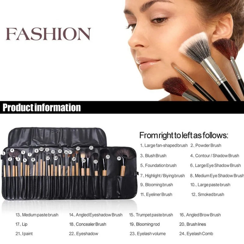 Gift Bag Of 24 Pcs Makeup Brush Sets Eyebrow Powder Foundation Shadows