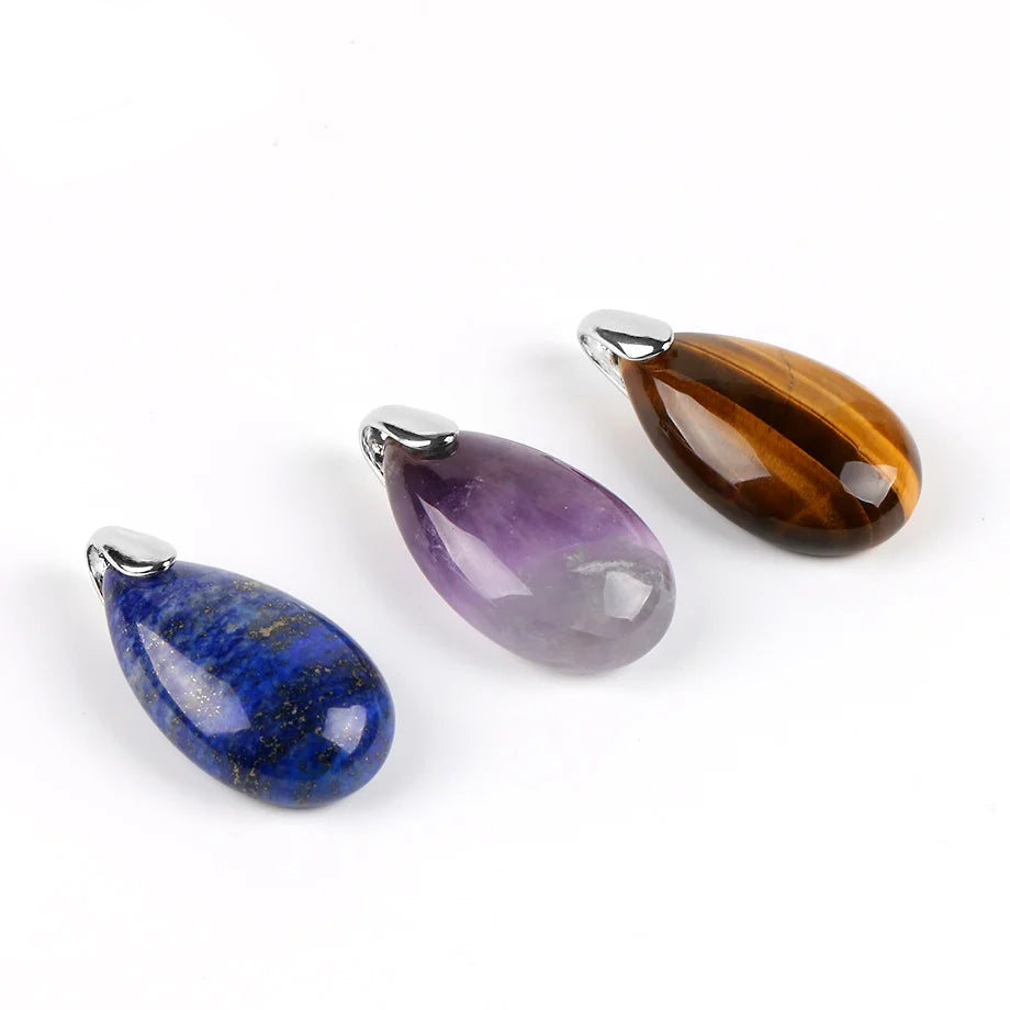 Natural Gem Stone Water Drop Necklaces