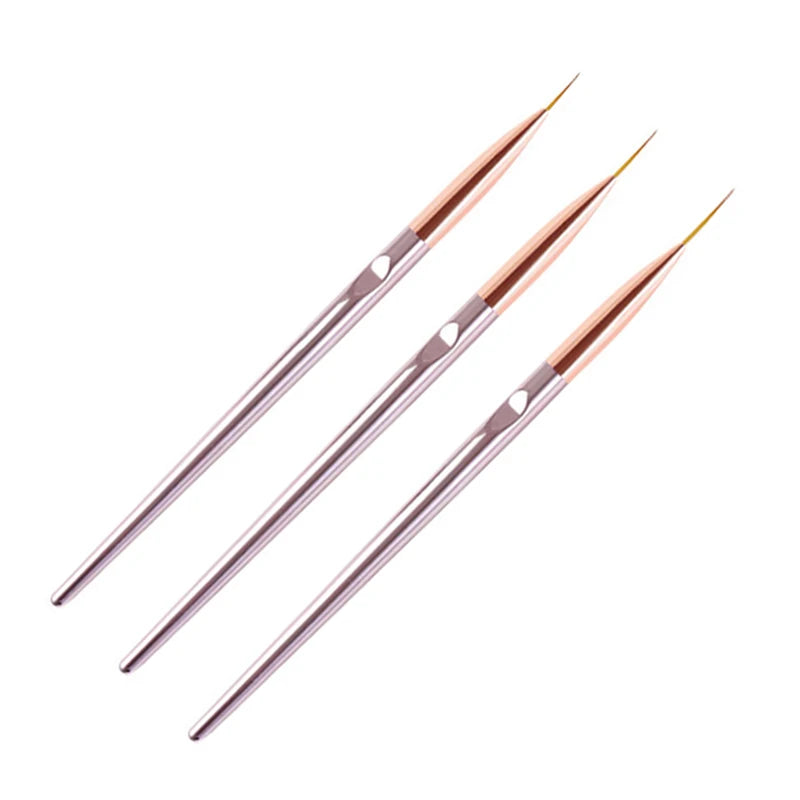 3pcs/Set Acrylic French Stripe Nail Art Line Painting Pen 3D Tips Manicure slim Line Drawing Pen UV Gel Brushes Painting Tools