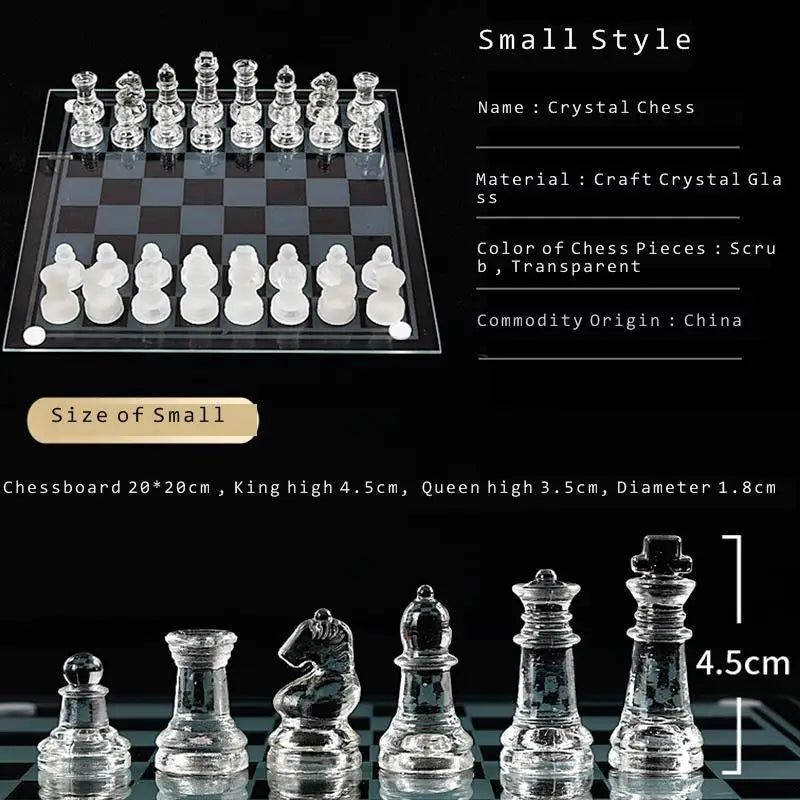 Chess Chessbaord Craft Crystal Luxury Glass Chess Set Anti-broken Elegant Glass Chess Pieces Board Game L Board 35cm Kids Toys