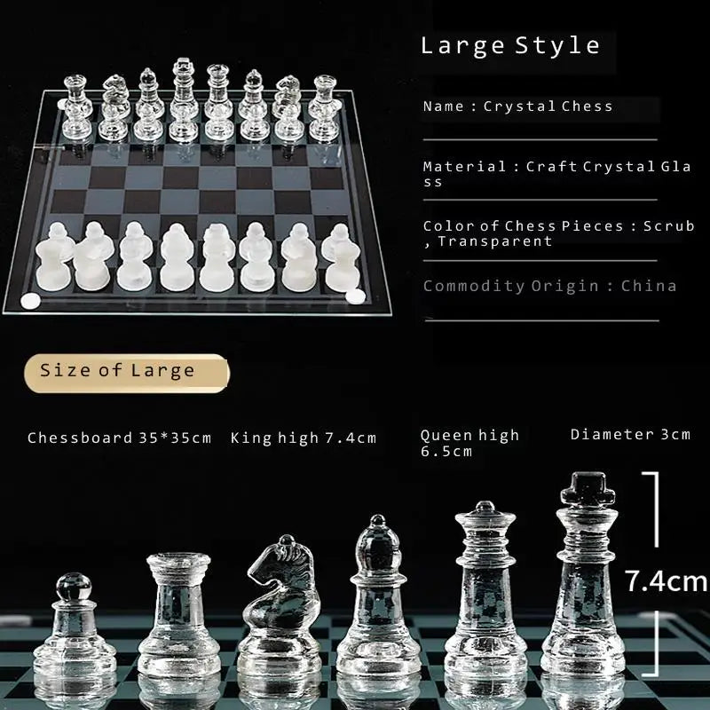 Chess Chessbaord Craft Crystal Luxury Glass Chess Set Anti-broken Elegant Glass Chess Pieces Board Game L Board 35cm Kids Toys