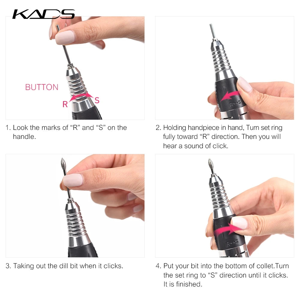 KADS Professional Electric Nail Drill Manicure Machine Apparatus 35W 30000RPM Pedicure Nail Sander Tool Milling Cutter File