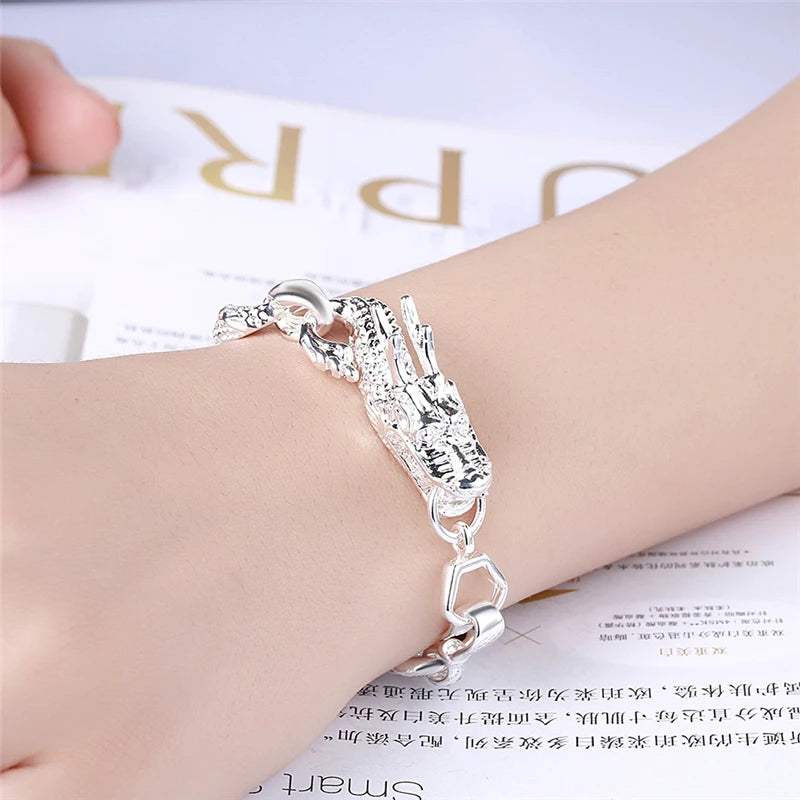 925 Sterling Silver Dragon Cuff Bracelet For