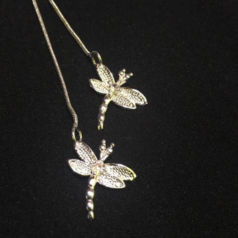 Lumi 925 Sterling Silver Two Dragonfly Pendant Necklace