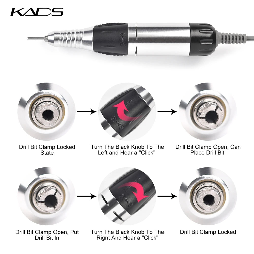 KADS Professional Electric Nail Drill Manicure Machine Apparatus 35W 30000RPM Pedicure Nail Sander Tool Milling Cutter File