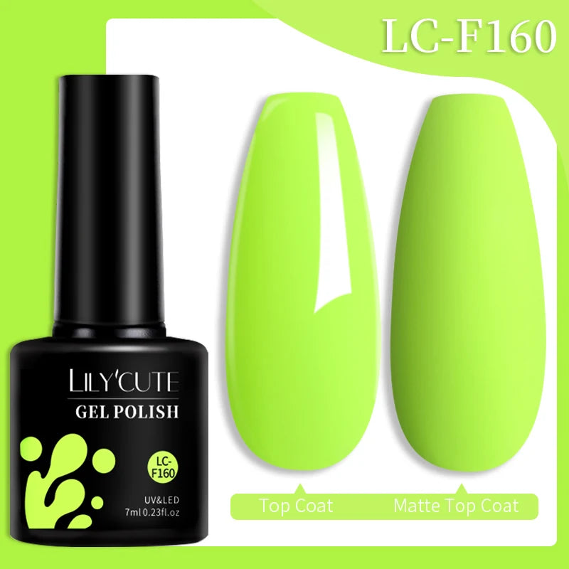 LILYCUTE 7ML Colorful Gel Nail Polish 129 Colors Long Lasting For Manicure Semi Permanent Base Top Coat Nail Art UV Gel Varnish