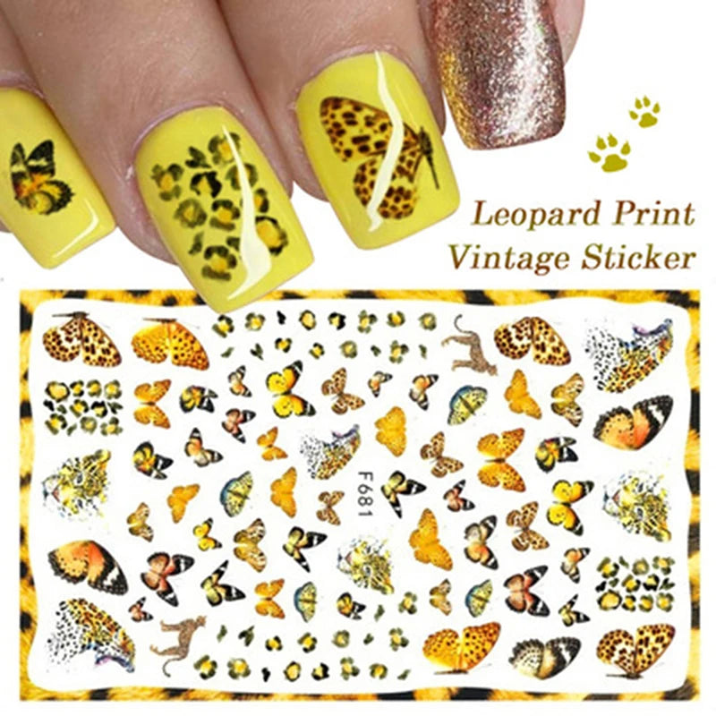 Luxury Nail Design Colorful Butterfly Nail Sticker 3D Fruit Floral Nail Art Slider Geometric Nail Art Accessories Sticker