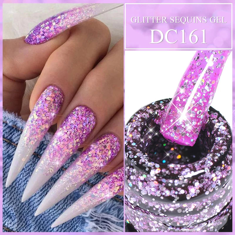 7ml Snowflake Gel Nail Polish UV LED Semi Permanent Milky White Pink Glitter Snow Sequins Gel Nails Art Design Varnish Manicure