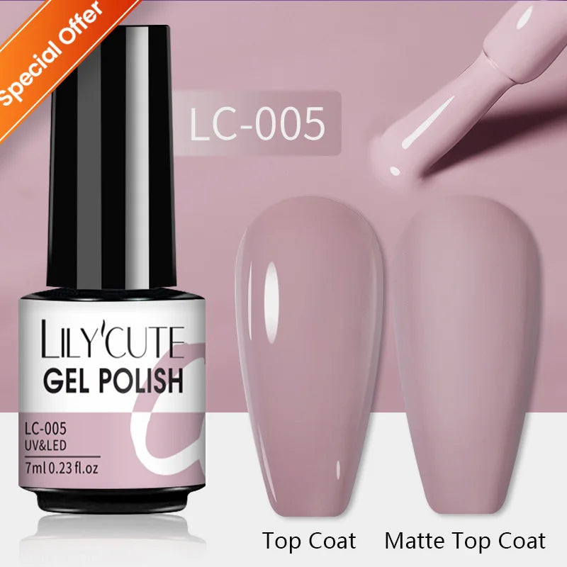 LILYCUTE 184 Colors 7ML Nail Gel Polish Semi-Permanent Glitter Soak Off Base Top Coat UV LED Nail Gel Varnish Nail Art Manicure