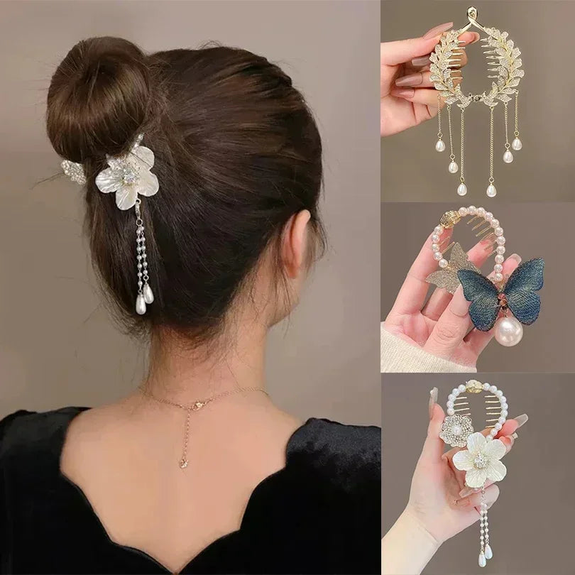 Pearl Rhinestone Hair Claw Clip - TIA ART HOUSE