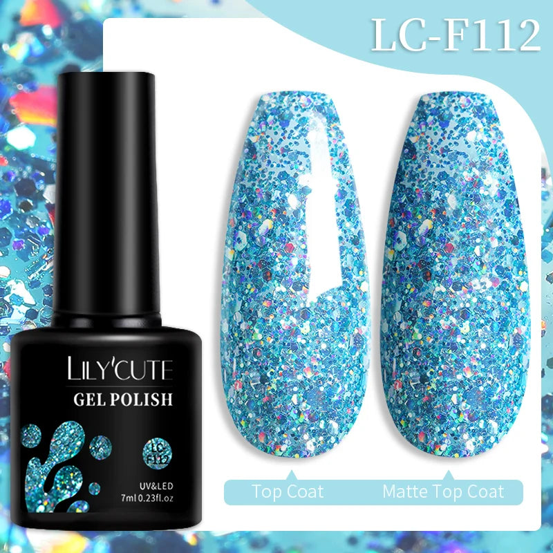 LILYCUTE 7ML Colorful Gel Nail Polish 129 Colors Long Lasting For Manicure Semi Permanent Base Top Coat Nail Art UV Gel Varnish