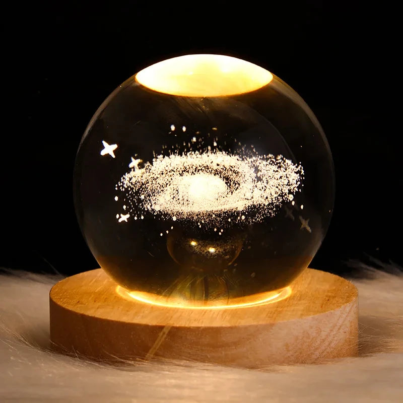 3D Laser Engraved Crystal Ball Colored Night Light