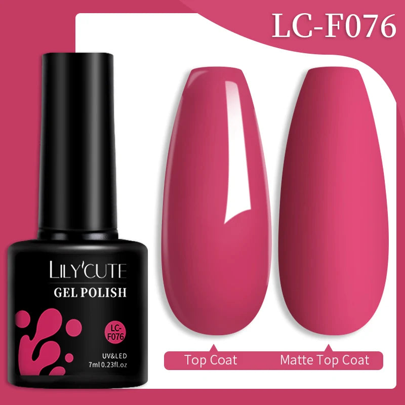 LILYCUTE 7ML Colorful Gel Nail Polish 129 Colors Long Lasting For Manicure Semi Permanent Base Top Coat Nail Art UV Gel Varnish