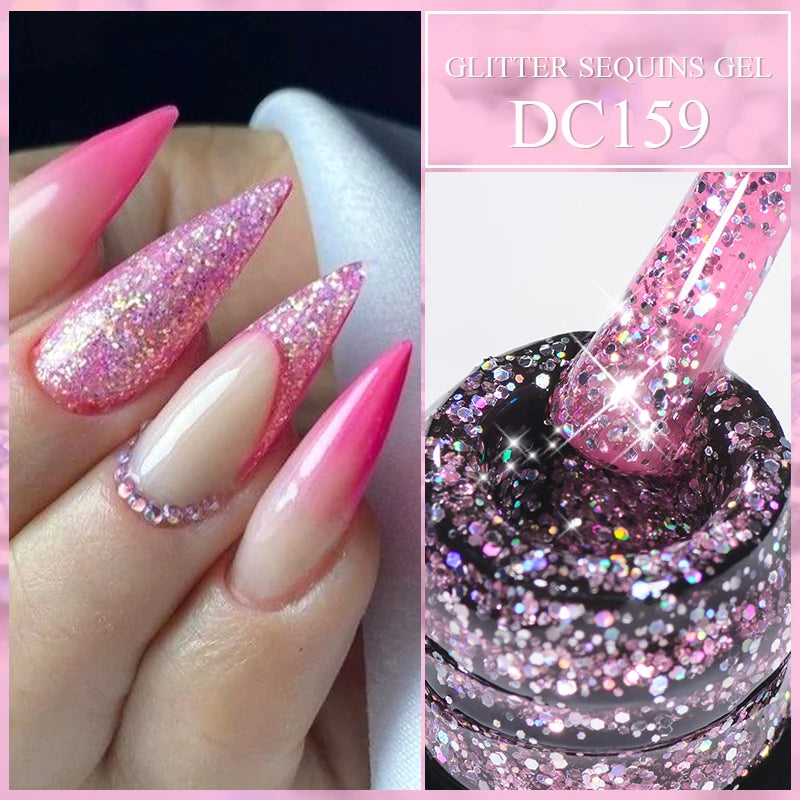 7ml Snowflake Gel Nail Polish UV LED Semi Permanent Milky White Pink Glitter Snow Sequins Gel Nails Art Design Varnish Manicure