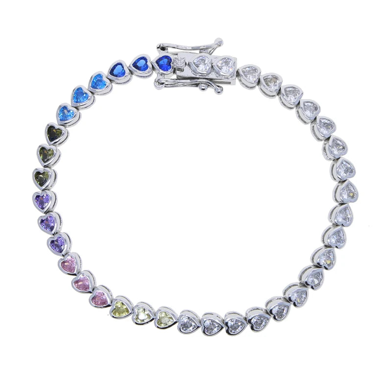 Anika Various Shaped Geometric Bezel Cubic Zirconia 5A CZ Tennis Chain Bracelet