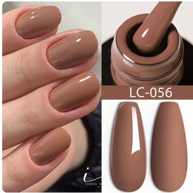 LILYCUTE Dark Brown Gel Nail Polish Autumn Winter Chocolate Wine Red Caramel Color Series For Manicure Nails Art Gel Varnish