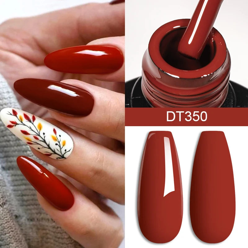 MEET ACROSS 7ml Red Series Gel Nail Polish Glitter Red Winter Nail Art Varnish Semi Permanent Soak Off UV Gel  For Nails