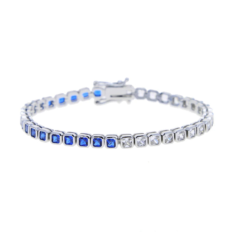 Anika Various Shaped Geometric Bezel Cubic Zirconia 5A CZ Tennis Chain Bracelet