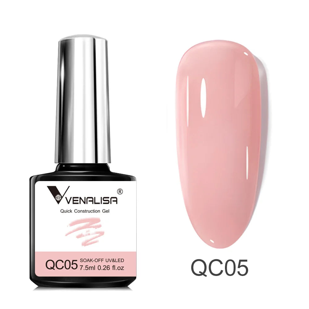 VENALISA 7.5ml Quick Construction Gel Semi Transparent Jelly Color Nail Gel Polish Strengthener Soak Off UV LED Nude Pink Gel