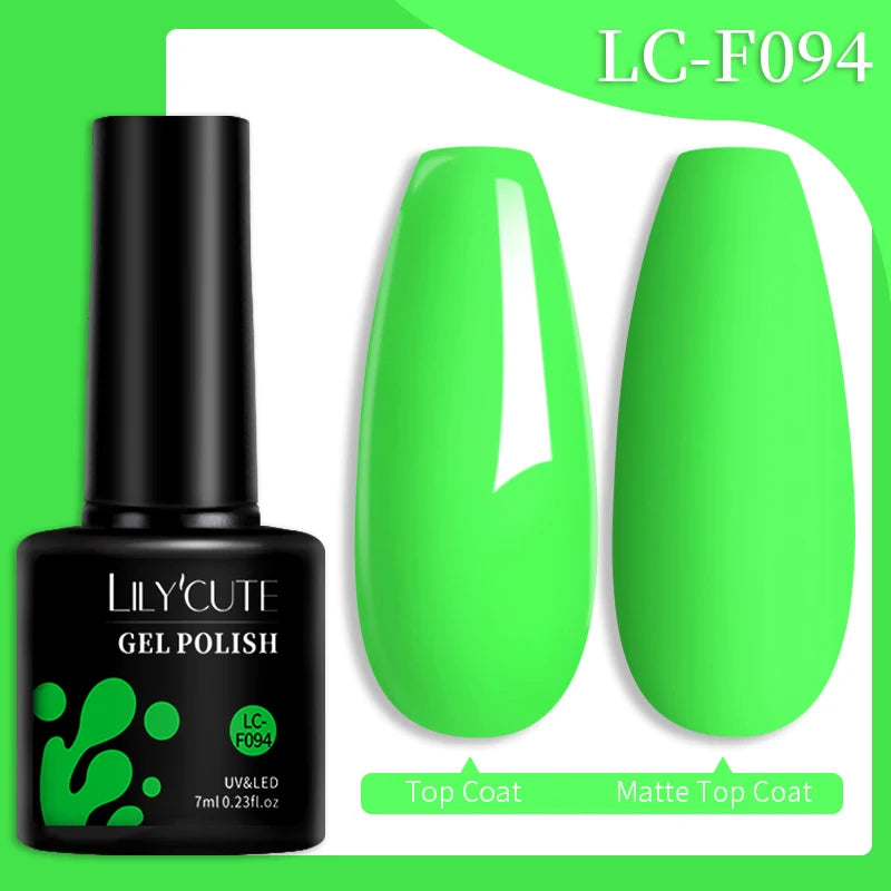 LILYCUTE 7ML Colorful Gel Nail Polish 129 Colors Long Lasting For Manicure Semi Permanent Base Top Coat Nail Art UV Gel Varnish