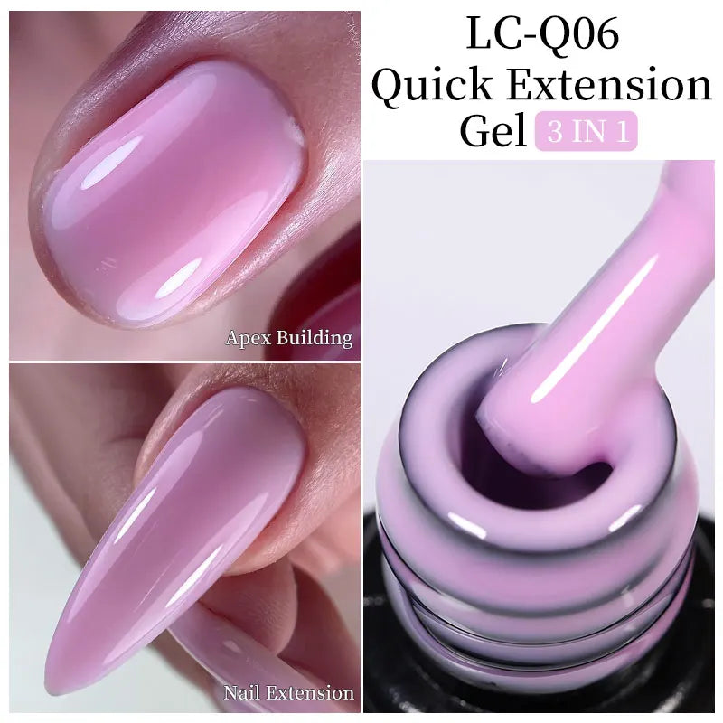 LILYCUTE 7ML Pink Glitter Quick Extension Gel Nail Polish Pink Gold Foils Effect Vernis Semi Permanent UV Gel Nail Art Hard Gel