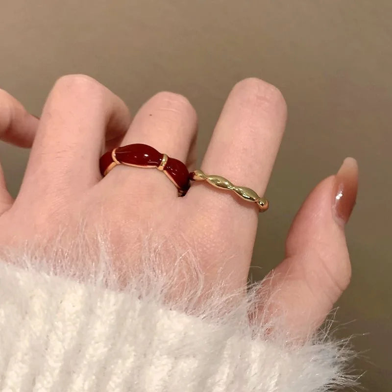 Kenna Vintage Red Drop Glazed Rings