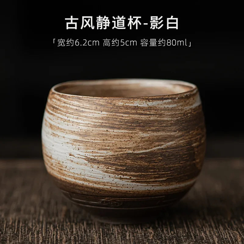 Japanese Handmade Rough Pottery Tea Cup Ceramic.