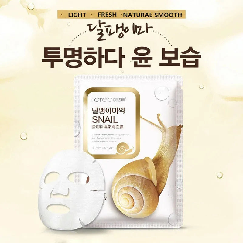 10pcs Snail Moisturizing Face Mask.