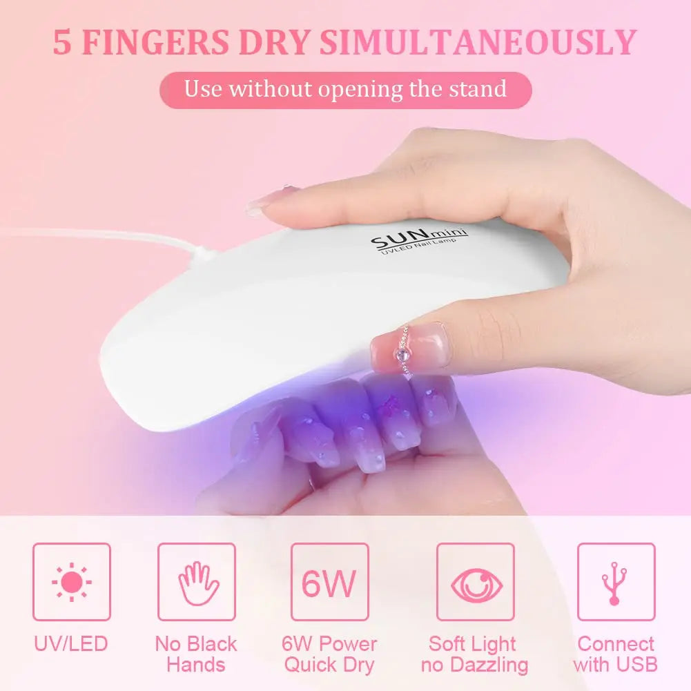 LULAA Mini UV LED Nail Lamp Professional 60s/120s LED Gel Nail Dryer with USB Curing Lamp Nail Art Tool Accessory