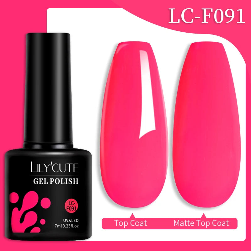 LILYCUTE 7ML Colorful Gel Nail Polish 129 Colors Long Lasting For Manicure Semi Permanent Base Top Coat Nail Art UV Gel Varnish