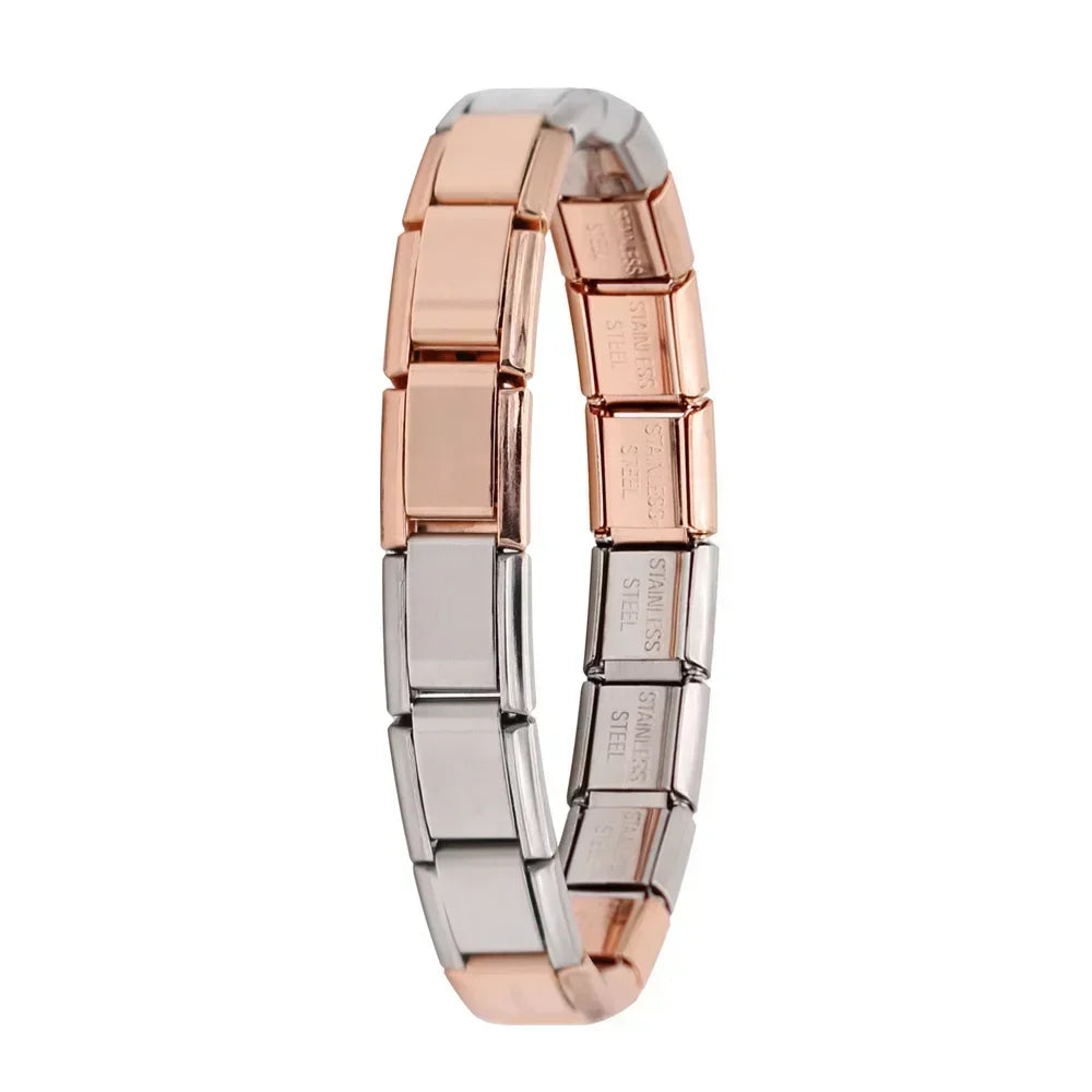 Amina 9mm Width Elastic Charm Bracelet Stainless Steel Bangle