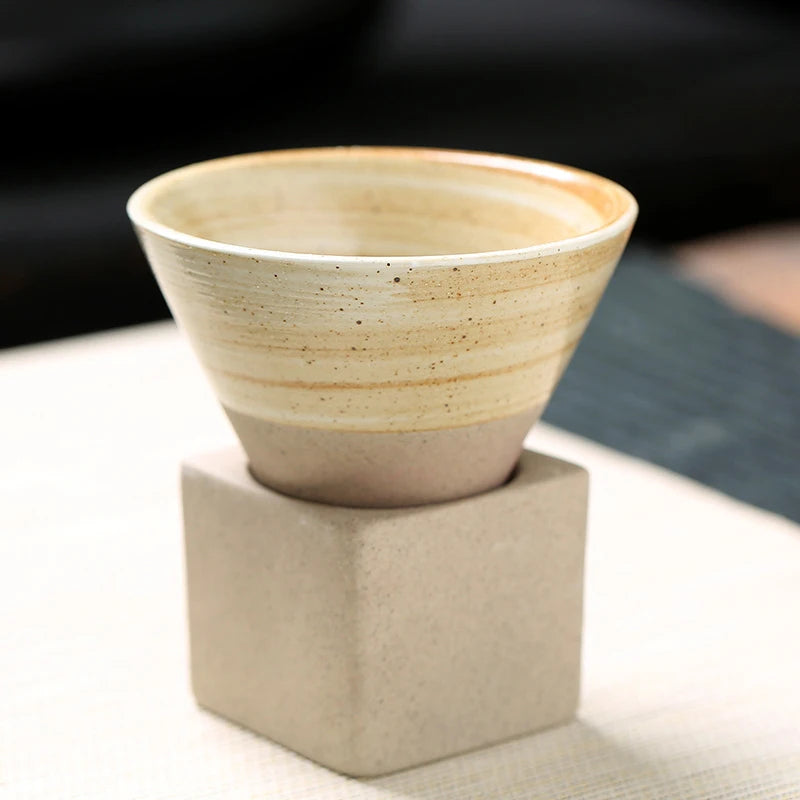 1PC Japanese Style Retro Ceramic Coffee Cup Rough Pottery Tea Cup