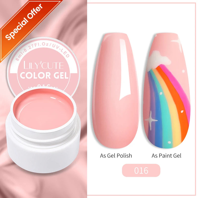 LILYCUTE 7ML Colorful Gel Nail Polish 129 Colors Long Lasting For Manicure Semi Permanent Base Top Coat Nail Art UV Gel Varnish