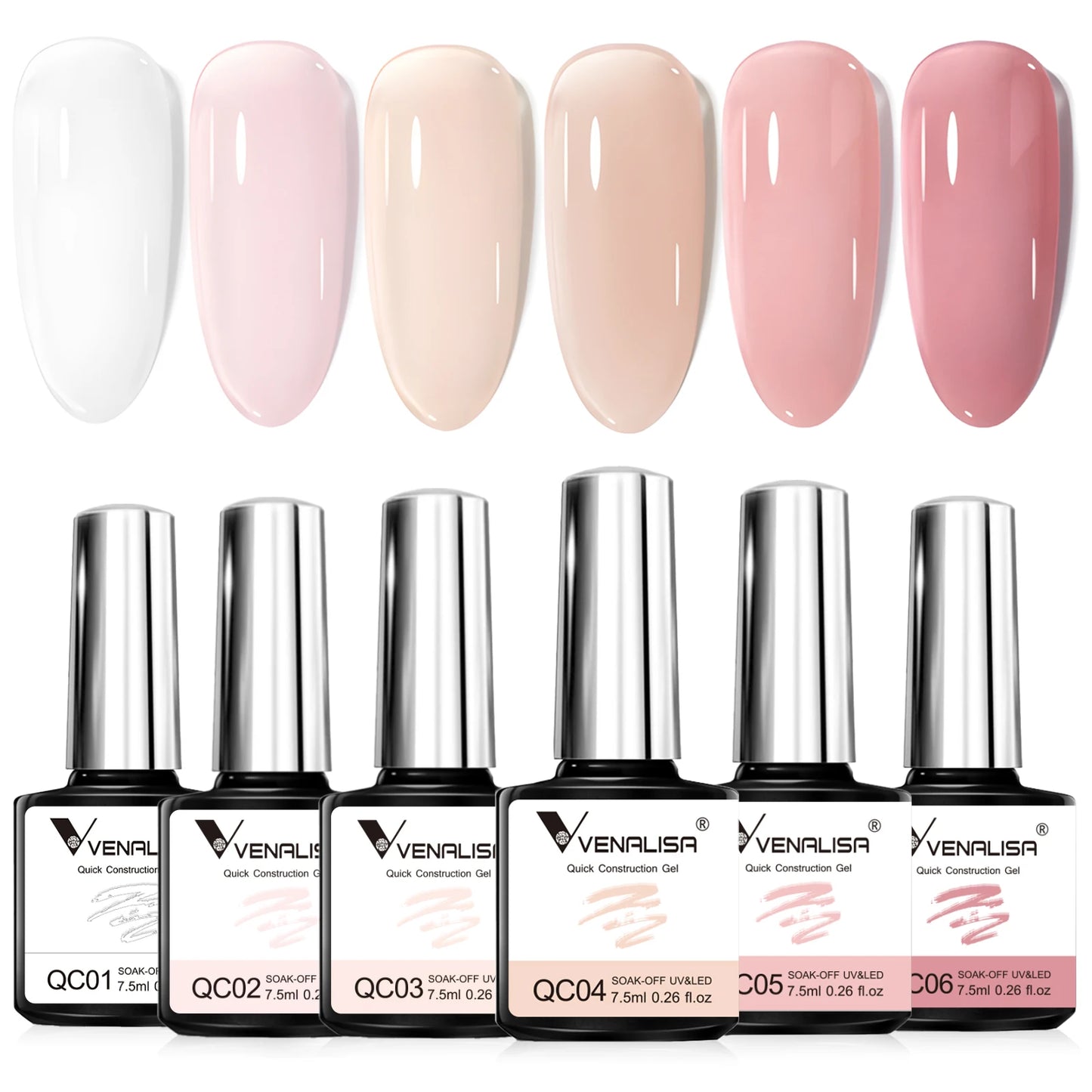 VENALISA 7.5ml Quick Construction Gel, Semi Transparent Jelly Nail Gel Polish, Strengthener Soak Off Gel