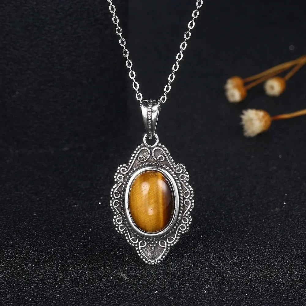 Pierina 925 Sterling Silver Classic Tiger's Eye Necklace