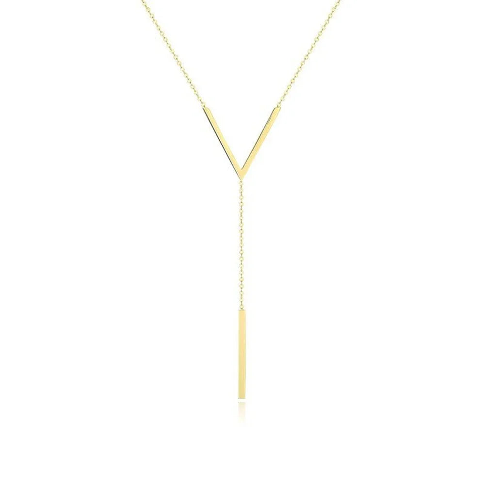 Asha V-shaped Long Sexy Clavicle Gold Necklace