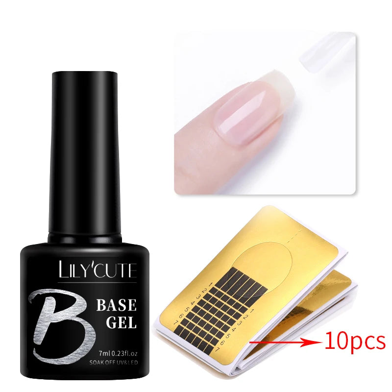 LILYCUTE 7ML Quick Extension Nail Gel Vernis Semi Permanent Acrylic Crystal White Clear Nude Gel Nail Polish UV Construction Gel