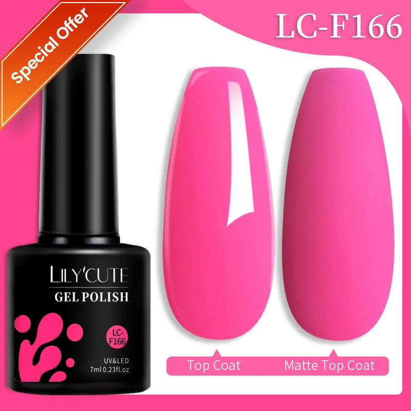 LILYCUTE 7ML Colorful Gel Nail Polish 129 Colors Long Lasting For Manicure Semi Permanent Base Top Coat Nail Art UV Gel Varnish