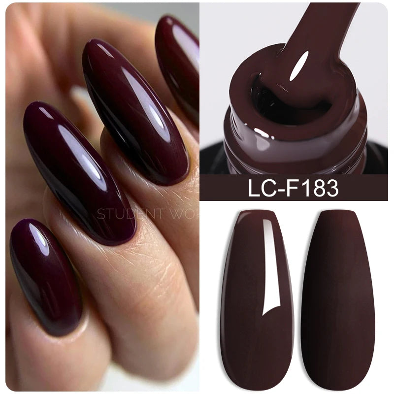 LILYCUTE Dark Brown Gel Nail Polish Autumn Winter Chocolate Wine Red Caramel Color Series For Manicure Nails Art Gel Varnish